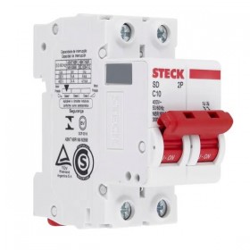 Disjuntor Bipolar DIN Curva C 10A Steck