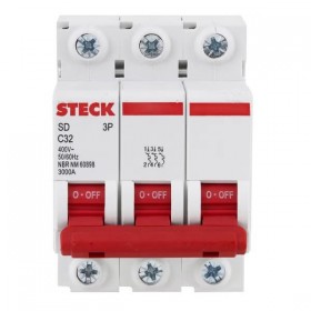 Disjuntor Tripolar DIN Curva C 32A Steck