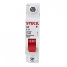 Disjuntor Unipolar DIN Curva C 20A Steck