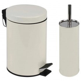 Conjunto Ágata Lixeira 3L Bege c/ Escova Hig. de Vaso Sanitário MOR