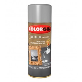 Tinta Spray Metálica Metallik Interior Prata 350ml Colorgin