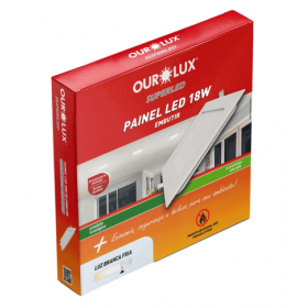 Luminária Painel Super LED Quadrada Embutir 18W Bivolt Branca 6500K Ourolux
