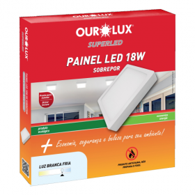 Luminária Painel Super LED Quadrada Sobrepor 18W Bivolt Branca 6500K Ourolux