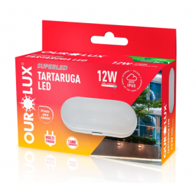 Luminária Tartaruga Super LED Oval 12W Branca Fria 6500K Bivolt Ourolux