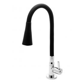 Torneira Cozinha Mesa Gourmet Cônica Articulável Preta Jato Duplo Rieti