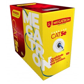 Cabo Rede LAN 100% Cobre UTP Cat5e 4 x 24AWG Caixa 305m Megatron