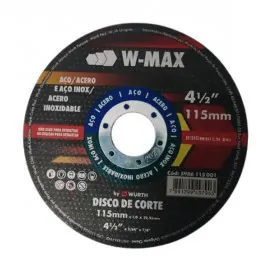 Disco de Corte Fino p/ Aço e Inox Wmax 4.1/2"X22mm Wurth
