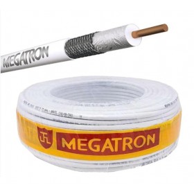 Cabo Coaxial Branco Série RG6 95% Malha Rolo 100m Megatron
