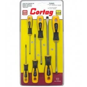 Jogo de Chave de Fenda e Phillips de Cromo Vanádio c/ 6 Peças Cortag