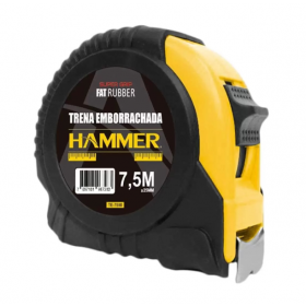 Trena de Aço Fita Metálica 7,5m x 25mm Emborrachada c/ Trava Hammer
