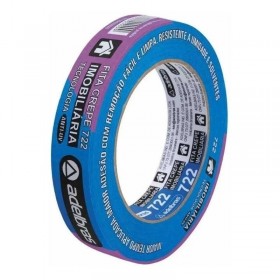 Fita Crepe Imobiliária Azul Anti-UV 24mm x 50m Adelbras