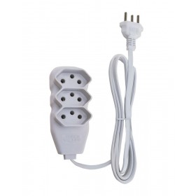 Extensão Elétrica Slim 3 Tomadas 10A Tripolar 1m Branco Force Line