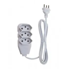 Extensão Elétrica Slim 3 Tomadas 10A Tripolar 1m Branco Force Line