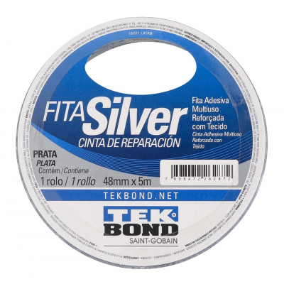 Fita Silver Tape Multiuso Cinza / Prata 48mm x 5m Tekbond