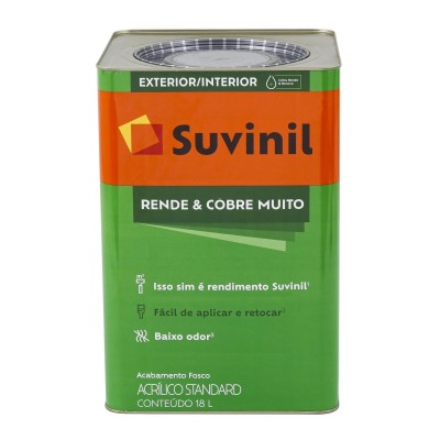 Tinta Acrílico Fosco Standard Rende Cobre Muito Branco 18L Suvinil