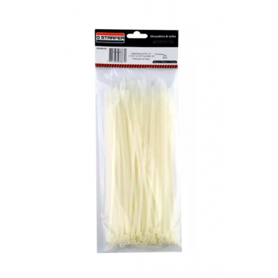Abraçadeira De Nylon Branca 200mm X 3,6mm Pacote 100 Peças Starfer