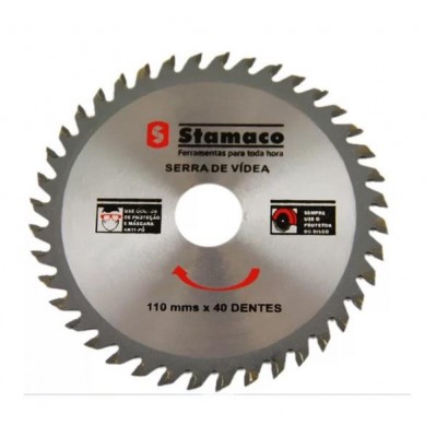 Disco de Serra Vídea p/ Madeira  4 3/8" 110mm 40 Dentes Stamaco