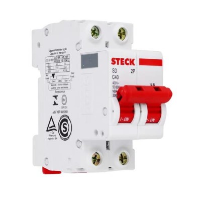 Disjuntor Bipolar DIN Curva C 40A Steck