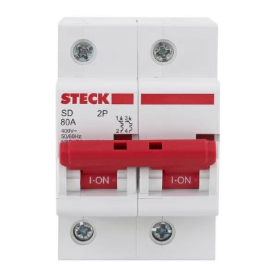 Disjuntor Bipolar DIN Curva C 80A Steck