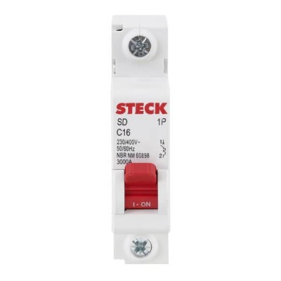 Disjuntor Unipolar DIN Curva C 16A Steck