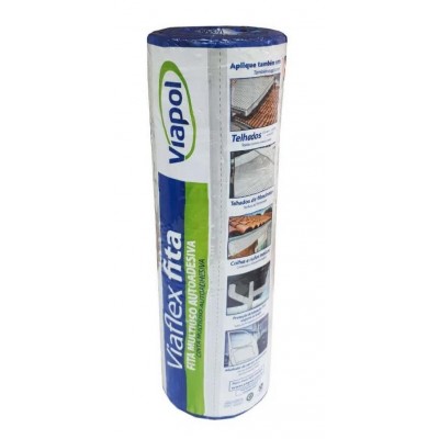 Fita Impermeabilizante Multiuso Alumínio Viaflex 45cm x 10m 1mm Viapol
