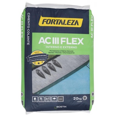 Argamassa AC3 Flexível Interno e Externo Cinza 20kg Fortaleza