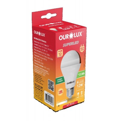 Lâmpada Super LED Ouro 12W Bivolt Amarela 3000K Ourolux