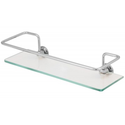 Porta Shampoo Reto 30cm Base Vidro e Proteção Aço Inox Hidrolar