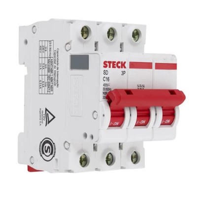 Disjuntor Tripolar DIN Curva C 16A Steck