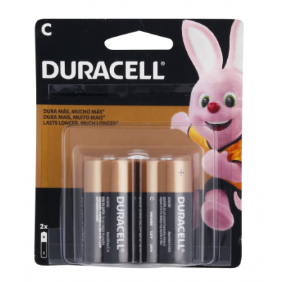 Pilha Bateria Alcalina Média Tipo C c/ 02 Unidades Duracell