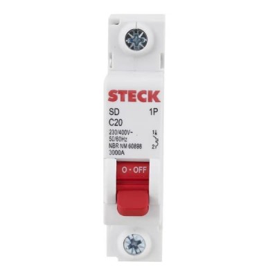 Disjuntor Unipolar DIN Curva C 20A Steck