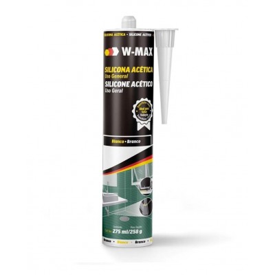 Silicone Acético Premium Uso Geral Branco 258g / 275ml W-Max Wurth