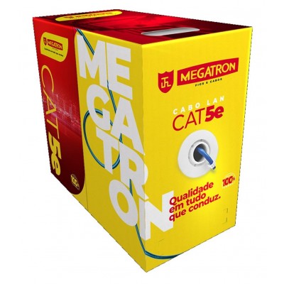 Cabo Rede LAN 100% Cobre UTP Cat5e 4 x 24AWG Caixa 305m Megatron