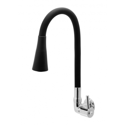 Torneira Cozinha Parede Gourmet Cônica Articulável Preta Jato Duplo Rieti