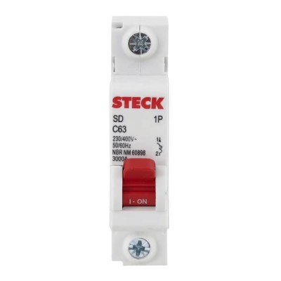 Disjuntor Unipolar DIN Curva C 63A Steck