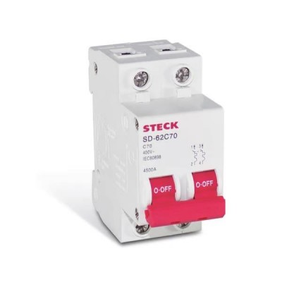 Disjuntor Bipolar DIN Curva C 70A Steck