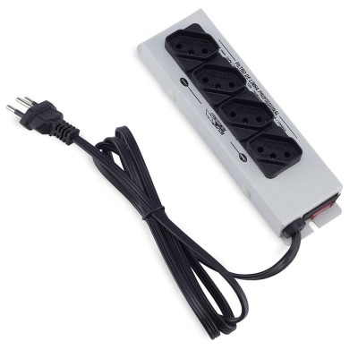 Filtro De Linha Metálico c/ Abas e 04 Tomadas Bivolt Forceline