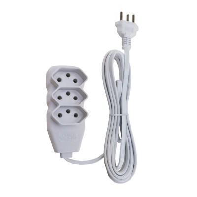 Extensão Elétrica Slim 3 Tomadas 10A Tripolar 3m Branco Force Line