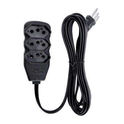 Extensão Elétrica Slim 3 Tomadas 10A Tripolar 3m Preto Force Line