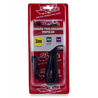 Cordão Prolongador Reforçado Tripolar 1 Tomada 10A 3m Force Line