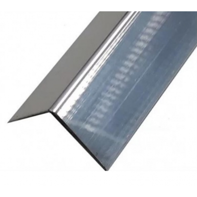 Cantoneira Tipo L Sobrepor Abas Iguais para Parede Alumínio Cromado Natural Polido 3m x 3/4" (1,90cm) Metalkit