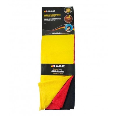 Pano Microfibra 35 x 35cm Lavar Secar Polir c/ 03 Unidades Wurth