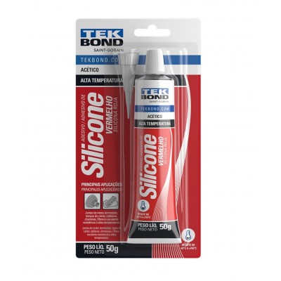 Adesivo Silicone Acético Alta Temperatura Vermelho 50g Tekbond
