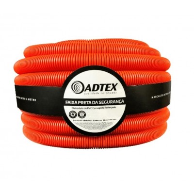Conduíte Reforçado Flexível Laranja Antichama 32mm x 1" Rolo 25m Adtex
