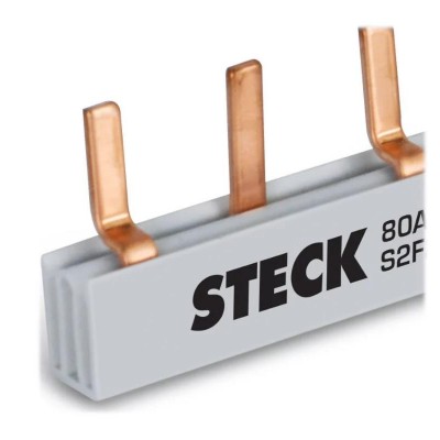 Barramento Bifásico PERSONALIZADO 80A p/ Disjuntor DIN (PÓLO UNITÁRIO) Steck